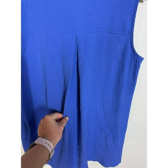 Soft Surroundings Island Time Tunic Top Size Small Blue Crinkle Ruffle Neck - Picture 10 of 11